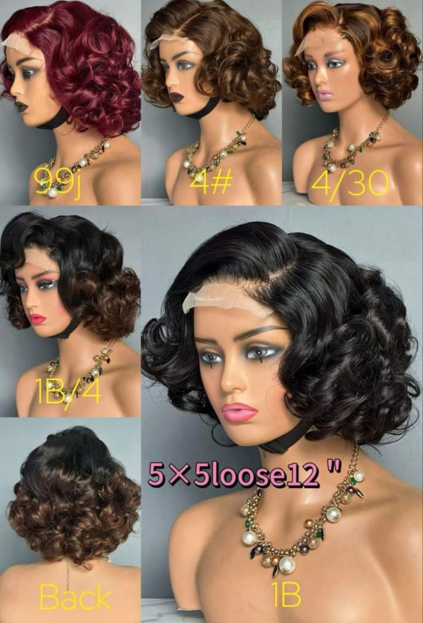 10 inch Loose Wave Black Short Bob Wigs Lace 10 inch Loose Wave Black Short Bob Wigs Lace